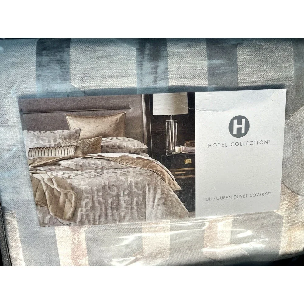 Hotel Collection Luxury Fresco 3Pc Queen Duvet Cover Set Gold Jacquard
